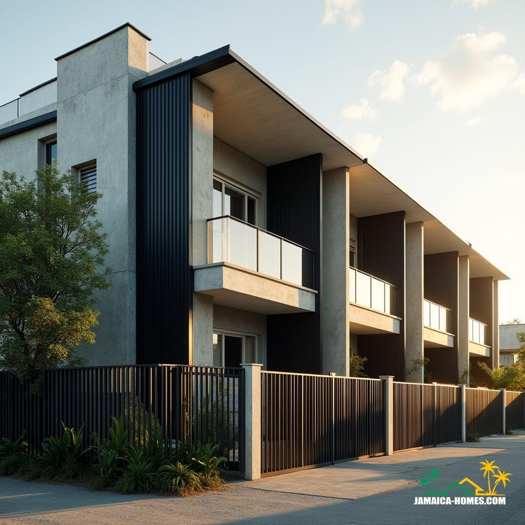 Compact Two-Story Black Glass Townhomes
