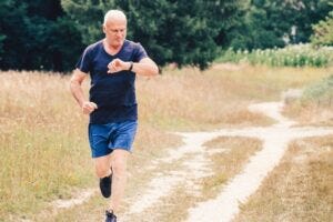 middle aged man jogging