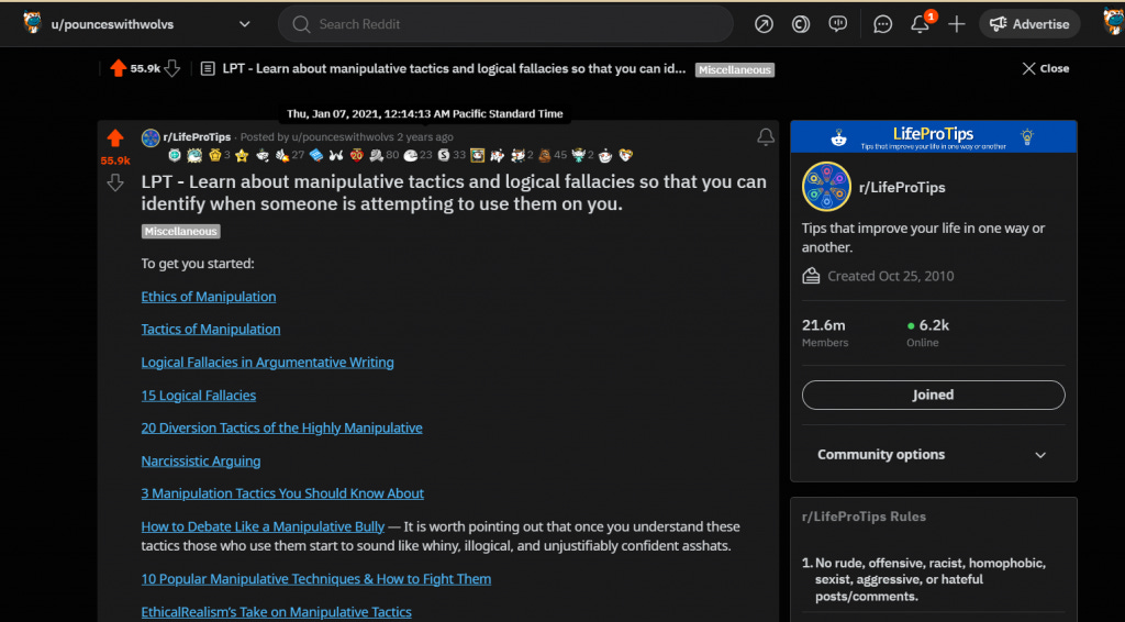 my reddit post showing the time stamp