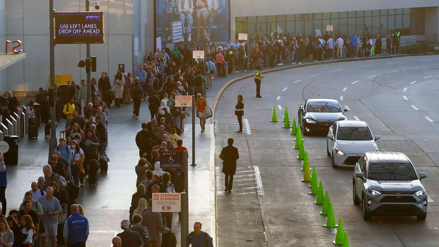 This traveler waited for 9 hours overnight in an Atlanta airport TSA line This traveler waited for 9 hours overnight in an Atlanta airport TSA line