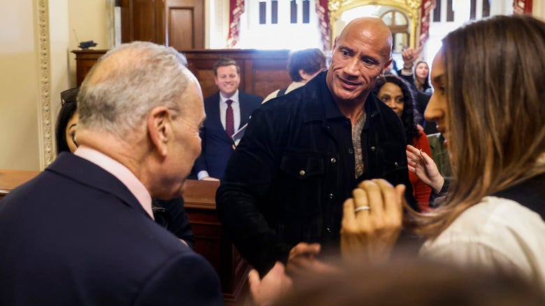 Dwayne Johnson meeting with Senators at U.S. Capitol