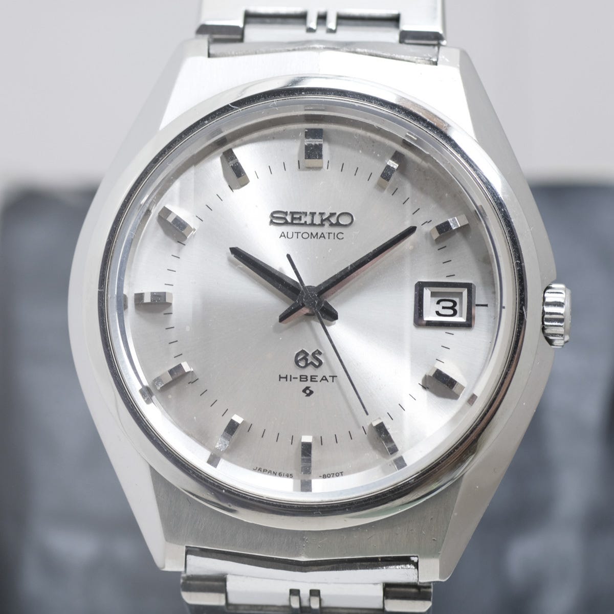 Grand Seiko GS 6145-8050 3-sided cut glass white dial Grand Seiko 61GS SS automatic winding watch