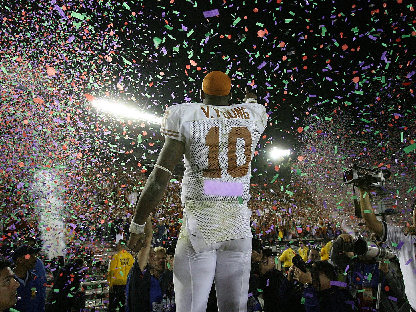 Texas football, Vince Young beat USC at Rose Bowl for national title