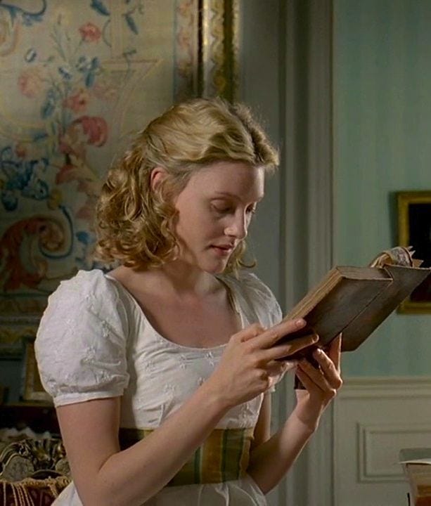 A young Emma Woodhouse is reading. 