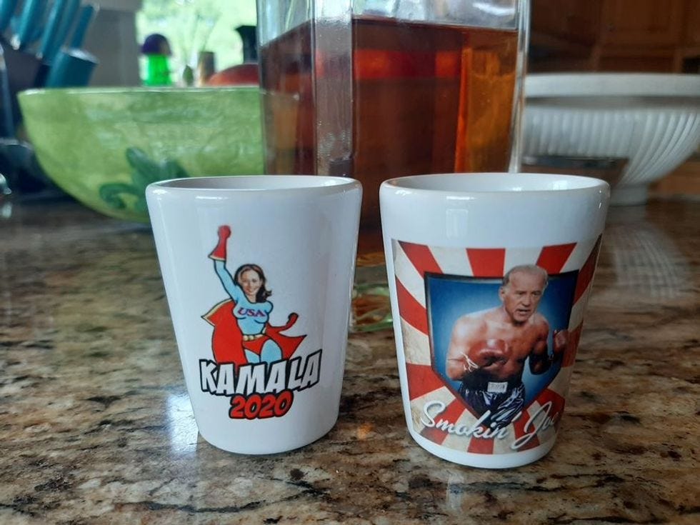 Joe and Kamala duo shotglasses Joe and Kamala duo shotglasses