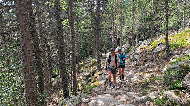 Starting the hike through down and up aside the river
