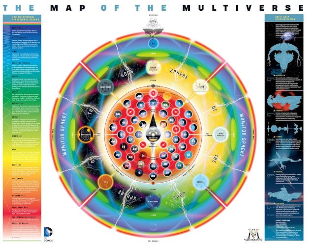 A map of DC's Earth and its many counterparts. A map of DC's Earth and its many counterparts.