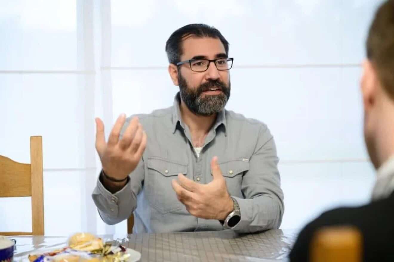 In 2016, Karim Hassoun (pictured) honored a slain Hezbollah terrorist outside the Museum and Documentation Centre on Holocaust and Human Rights in Mechelen, the site of the transit camp from where Jews and Romani in Belgium were sent to Auschwitz. Credit: European Jewish Press. In 2016, Karim Hassoun (pictured) honored a slain Hezbollah terrorist outside the Museum and Documentation Centre on Holocaust and Human Rights in Mechelen, the site of the transit camp from where Jews and Romani in Belgium were sent to Auschwitz. Credit: European Jewish Press.