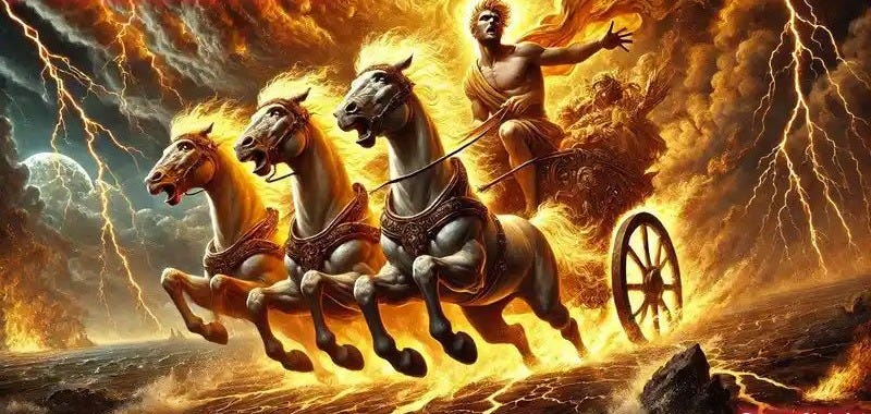 Ο Φαέθων με το φλεγόμενο άρμα από τον Ελληνικό Μύθο