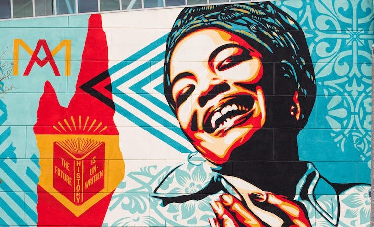 Mural of Maya Angelou smiling