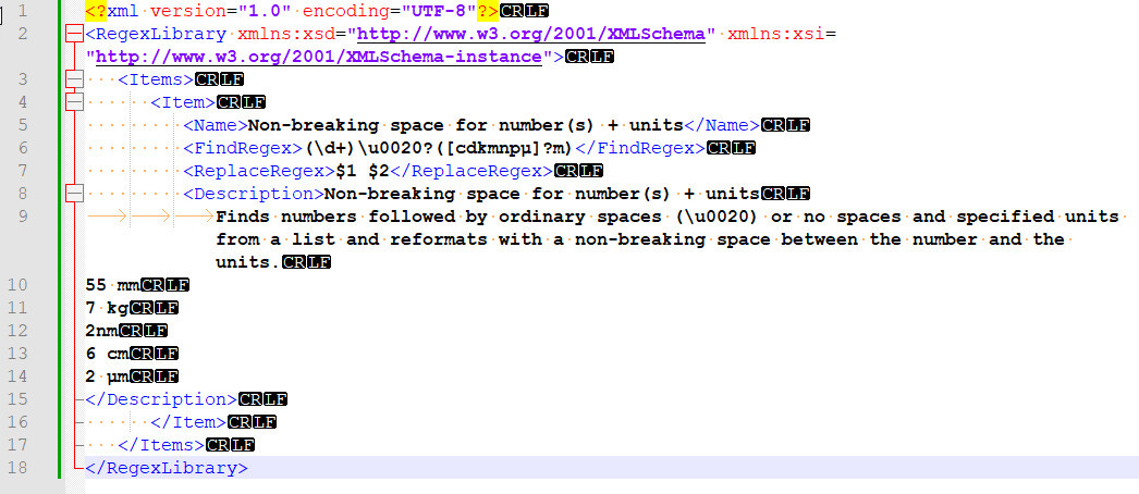 The one-record *.rbl library from RegexBuddy converted to memoQ Regex Assistant XML format (result of the XSLT)