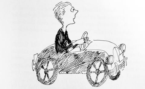 a sketch of a man in a car a sketch of a man in a car