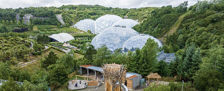 Kew Gardens, Royal Botanic Garden Edinburgh, Eden Project domes and Tresco Abbey Gardens.