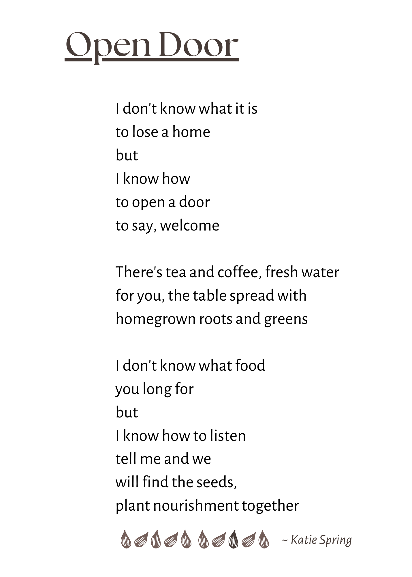 Open Door, a poem by Katie Spring