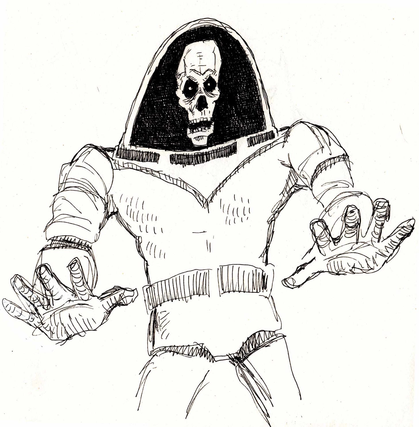 Ink drawing of spaceman from the Scooby Doo cartoon.