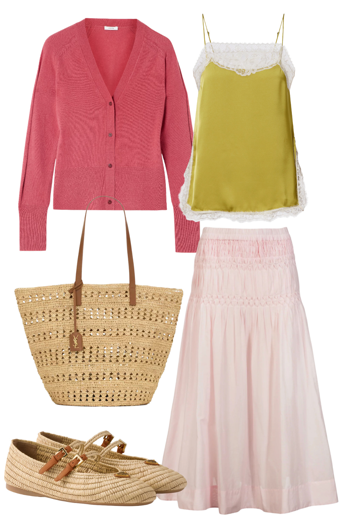 Spring cardigan styled with fresh pastels