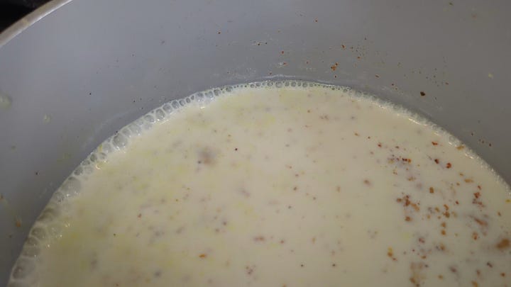 About the level of simmer you want, just to let the fragrance come out and the color get evenly yellow-ish. Using a fine-mesh strainer if you want.