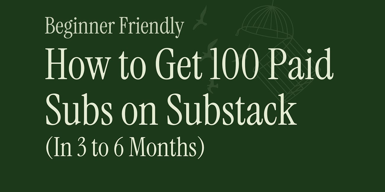 How to get 100 paid subs on Substack in 3-6 months (beginners guide) 