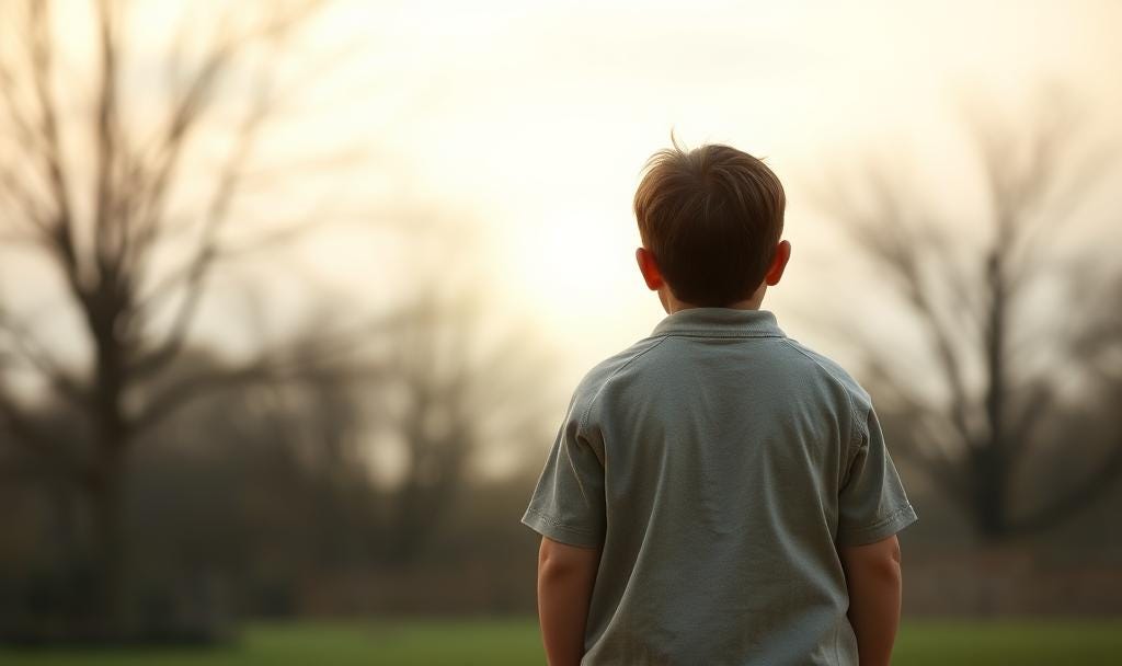 Autistic child alone and withdrawn, mirroring the early emotional labor many neurodivergent adults recall before discovering their diagnosis. Unmasking. Late-diagnosed autism. Neurodivergent coaching. 