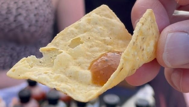 Chip with hot sauce Chip with hot sauce