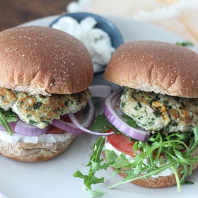Spinach Feta Chicken Burgers 