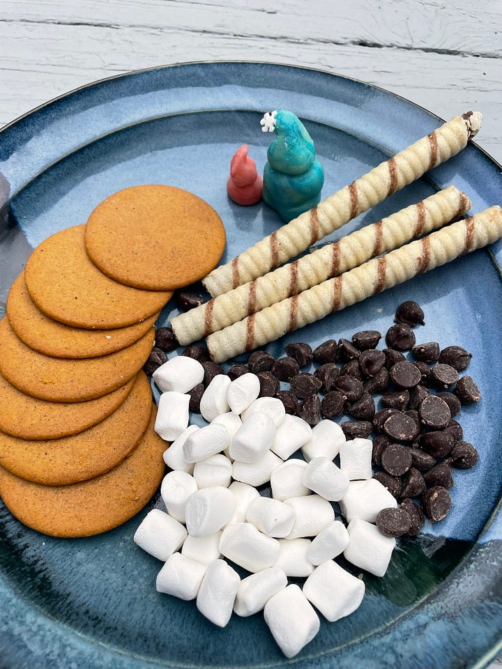 Marzipan molded into gnome shapes for dessert