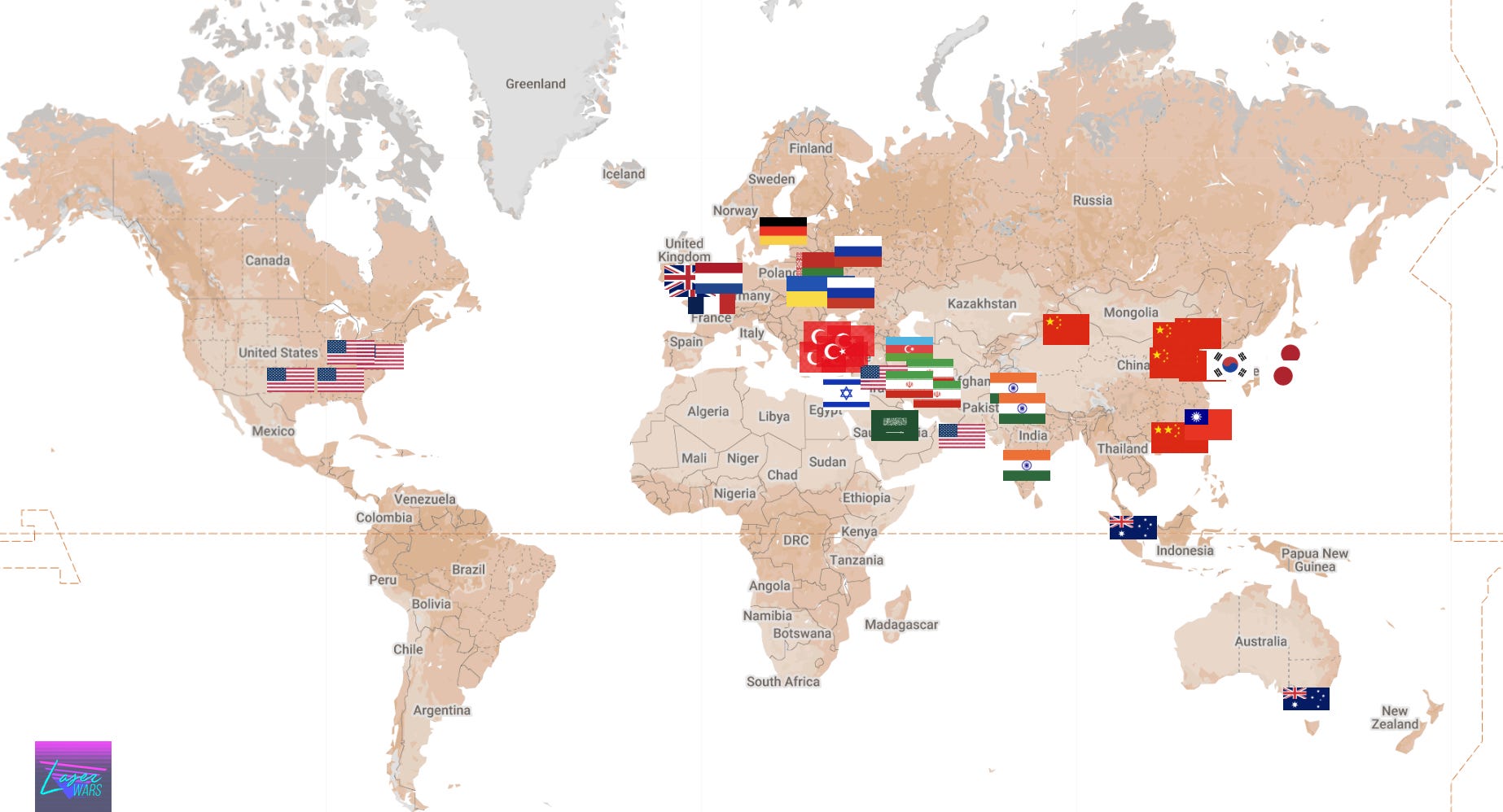A map of the world’s known military laser weapons A map of the world’s known military laser weapons