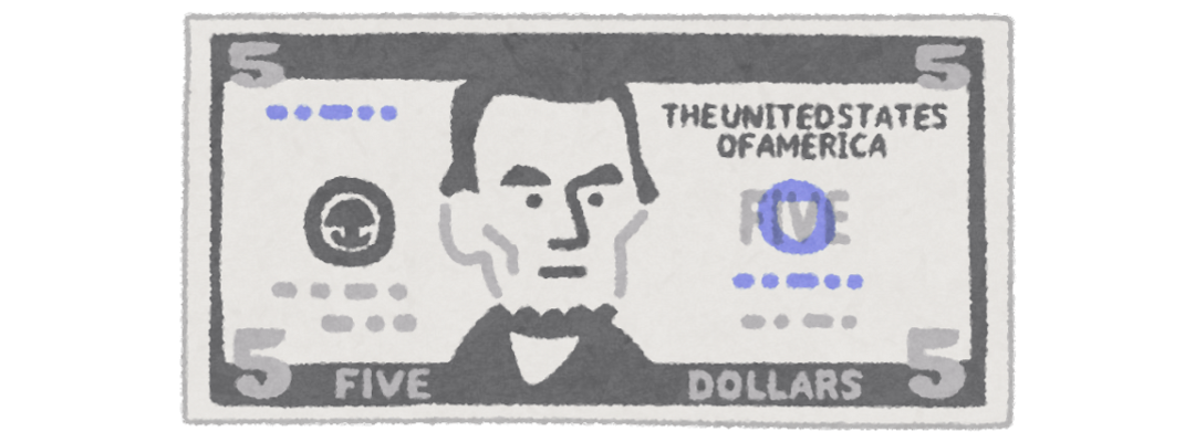 Doodle of a $5 bill with an annoyed-looking Abe Lincoln