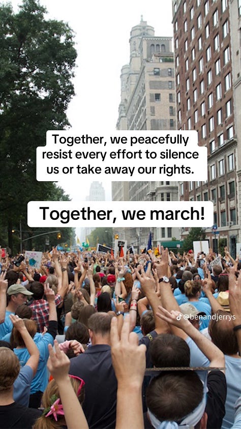 image of people protesting with overlaid text expressing power to the people and organizational info to attend the recently rebranded Women's March as the People's March