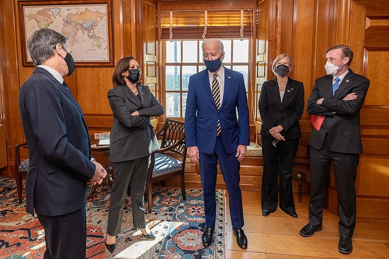 File:Secretary Blinken Meets with President Biden, Vice President Harris, and National Security Advisors Sullivan and McEldowney (50909332522).jpg