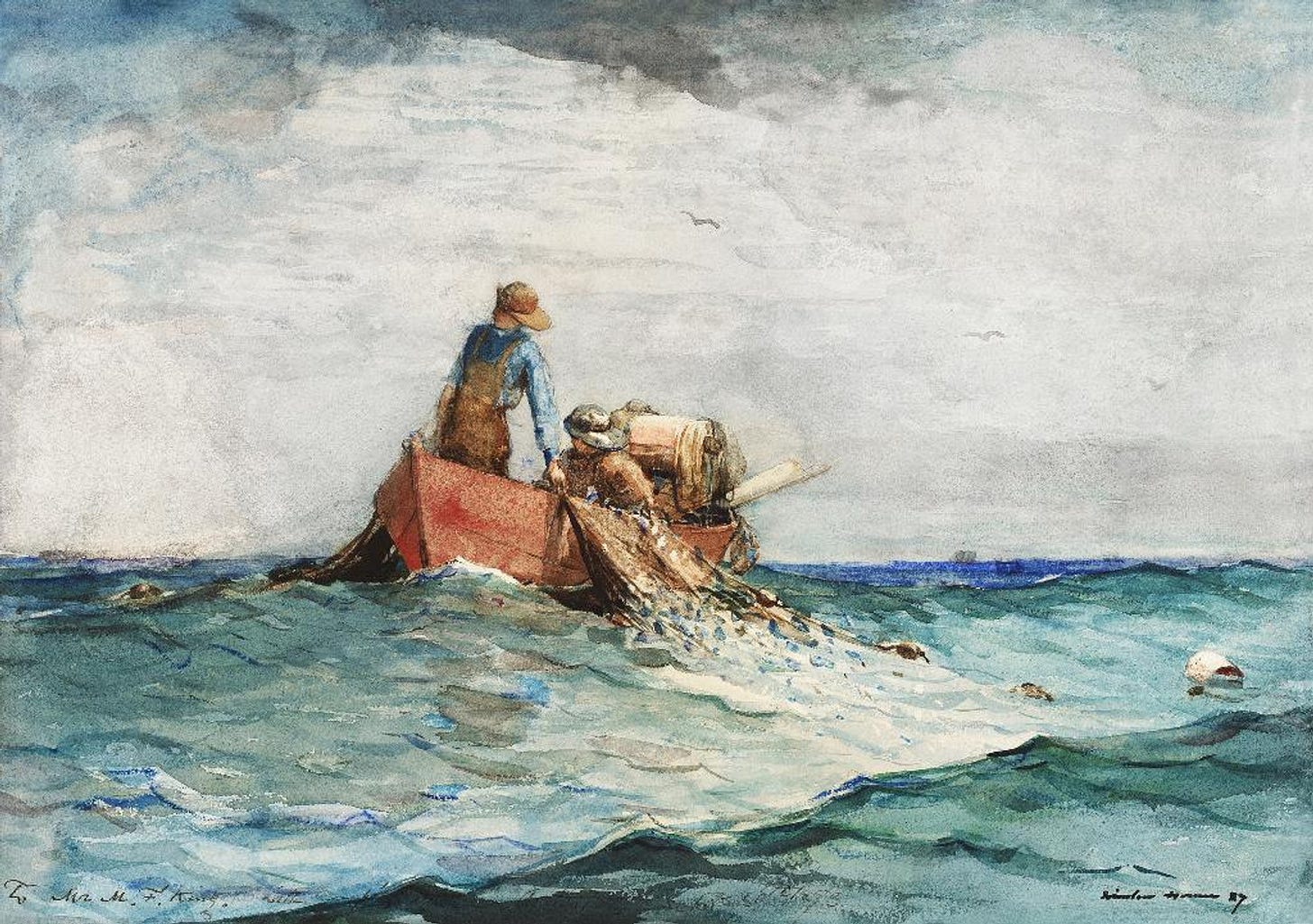 Shop Hauling In The Nets (1887) By Winslow Homer (PRT_8328) - Canvas Art  Print - 23in X 16in Canvas Art Print Online