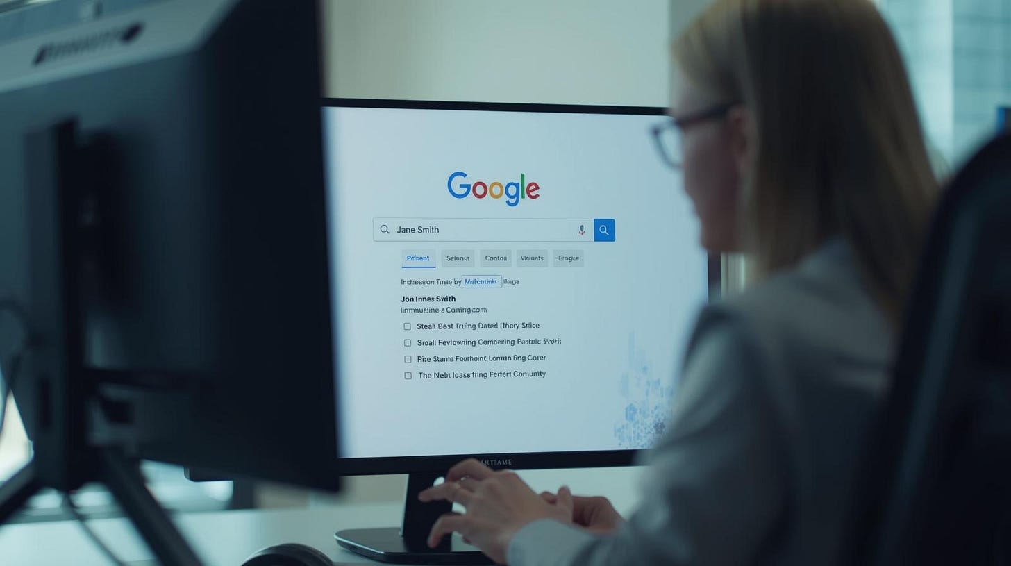 AI prompt example showing how recruiters can audit and improve their online reputation.