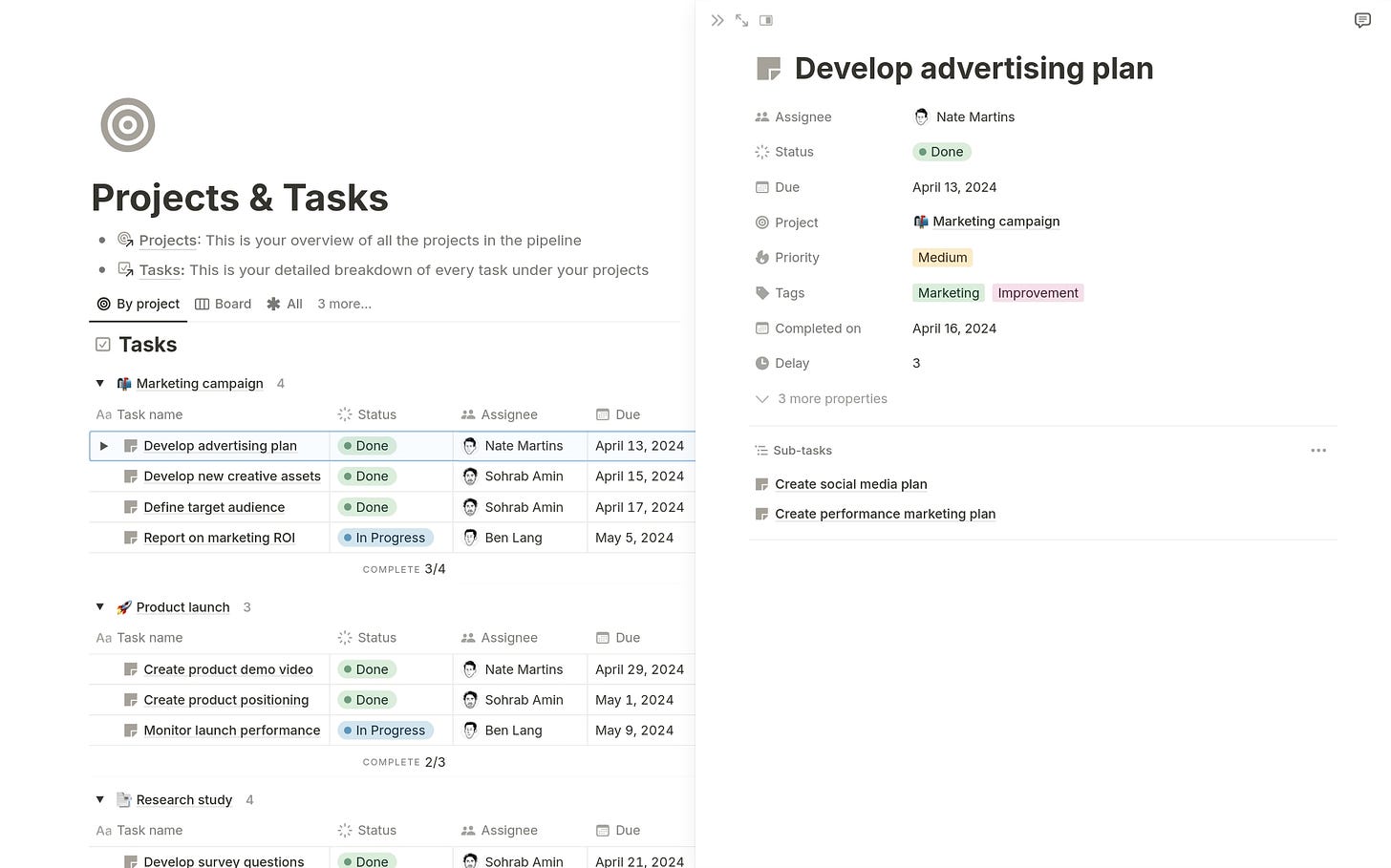 Projects & Tasks Template by Notion | Notion Marketplace