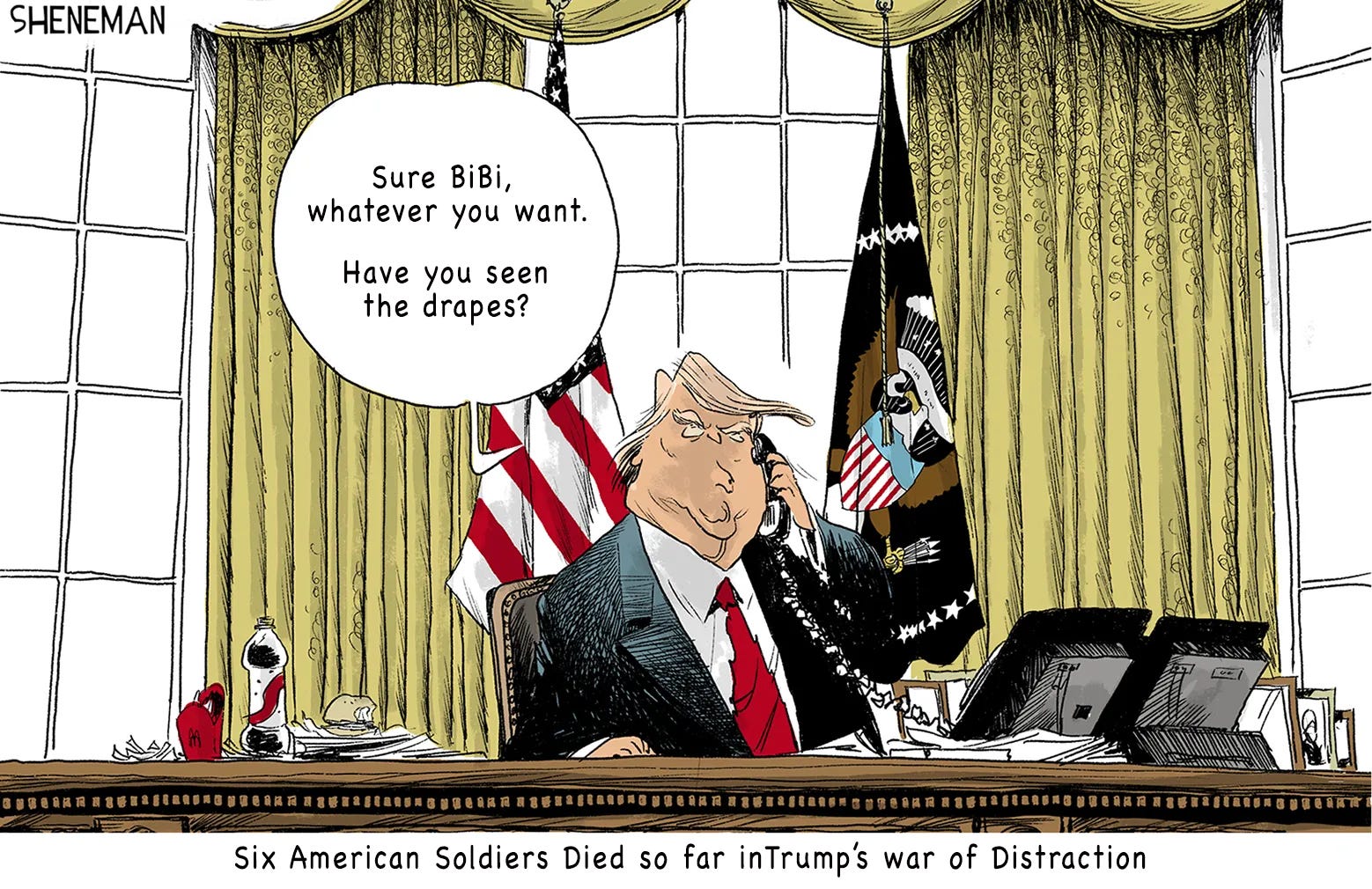 Grandpa Has Lost It: While Soldiers Die, Trump Admires His Drapes
