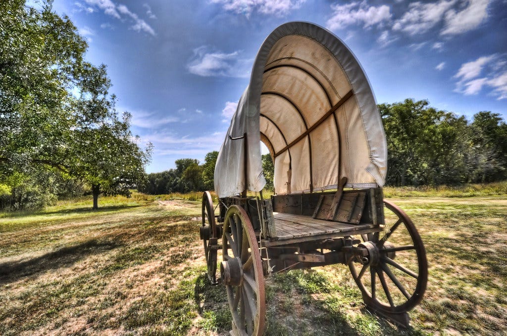 Wagon on Oregon Trail. Rock Creek Station Wagon on Oregon Trail. Rock Creek Station