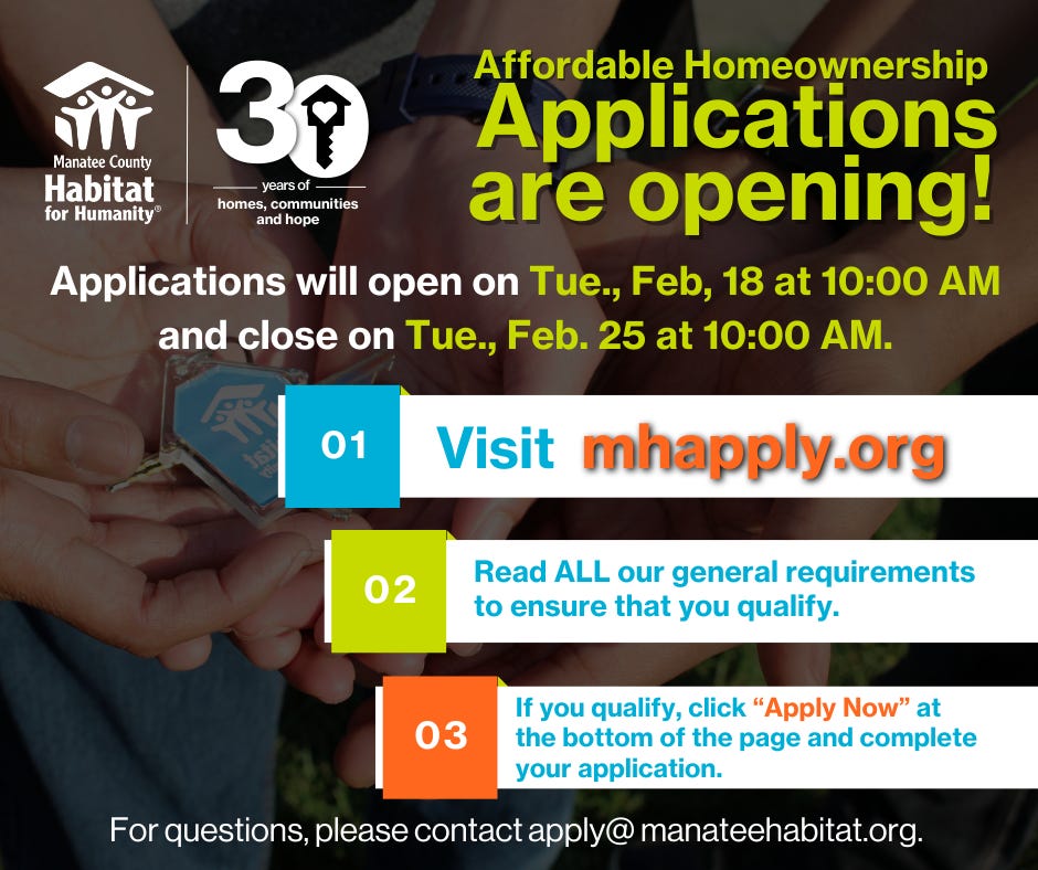 Manatee County Habitat for Humanity Opens Applications for Affordable ...
