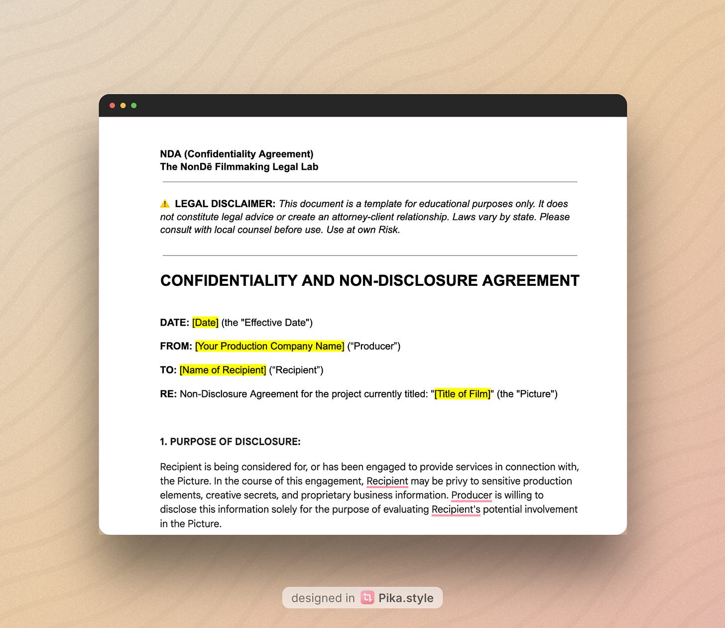 The Vault: NDA (Confidentiality Agreement)