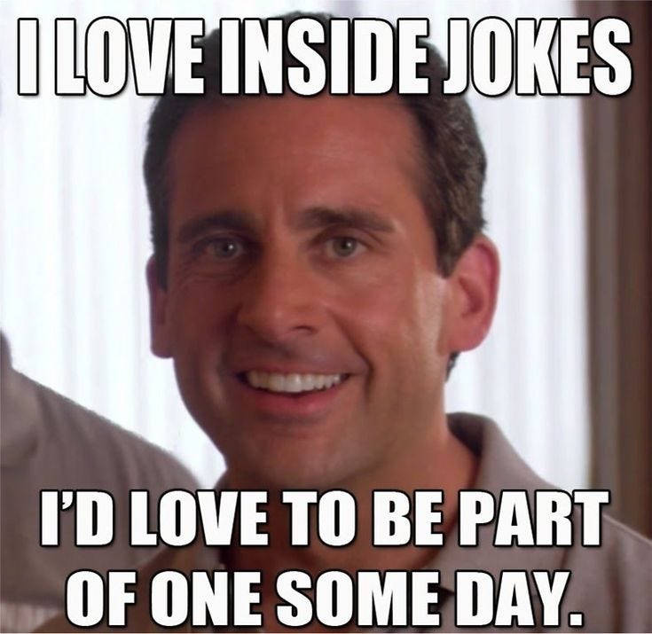 Michael Scott: I Love Inside Jokes (meme) Sticker by Lezzo1 ... Michael Scott: I Love Inside Jokes (meme) Sticker by Lezzo1 ...