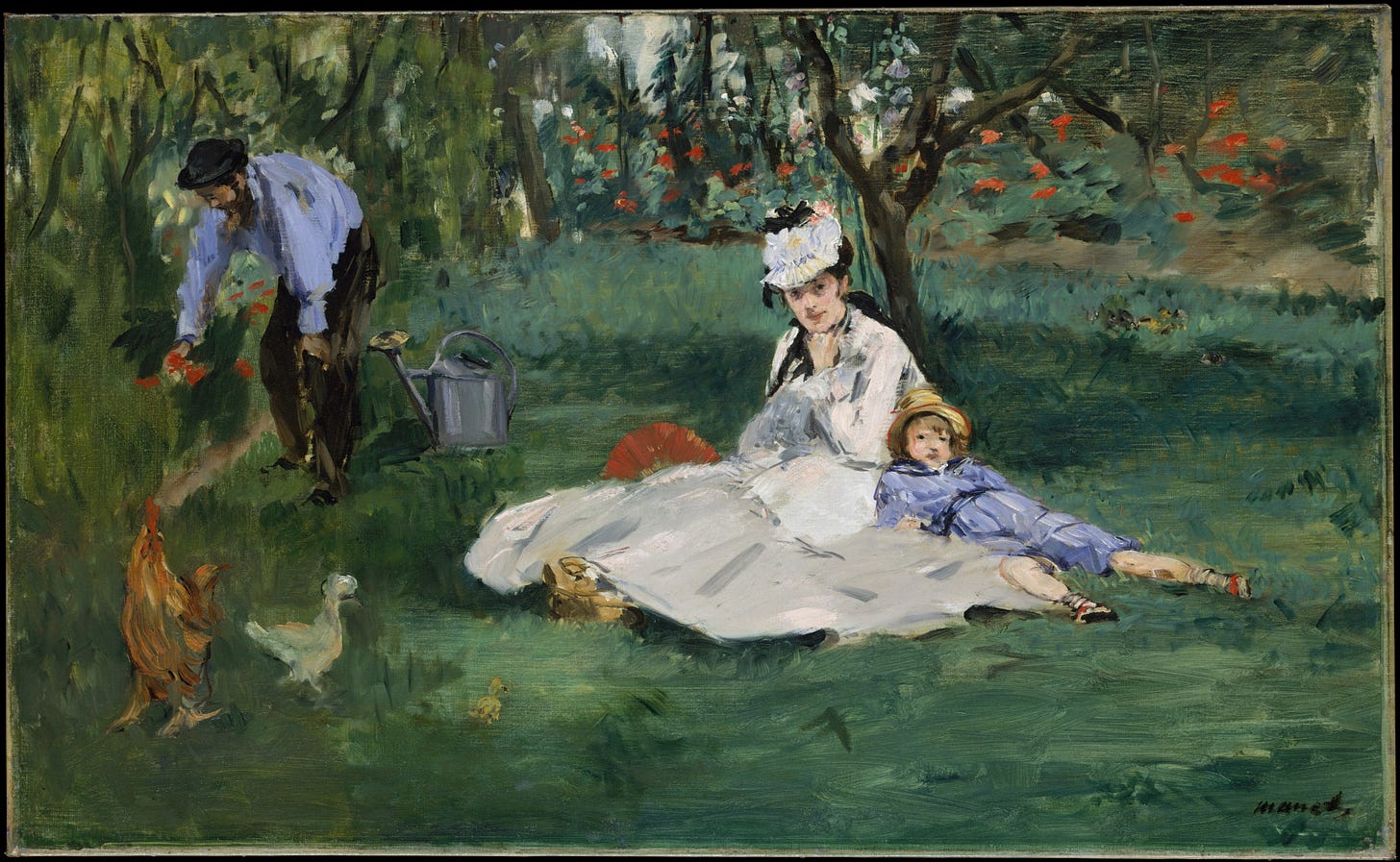 Édouard Manet, The Monet Family in Their Garden at Argenteuil, 1874 Édouard Manet, The Monet Family in Their Garden at Argenteuil, 1874