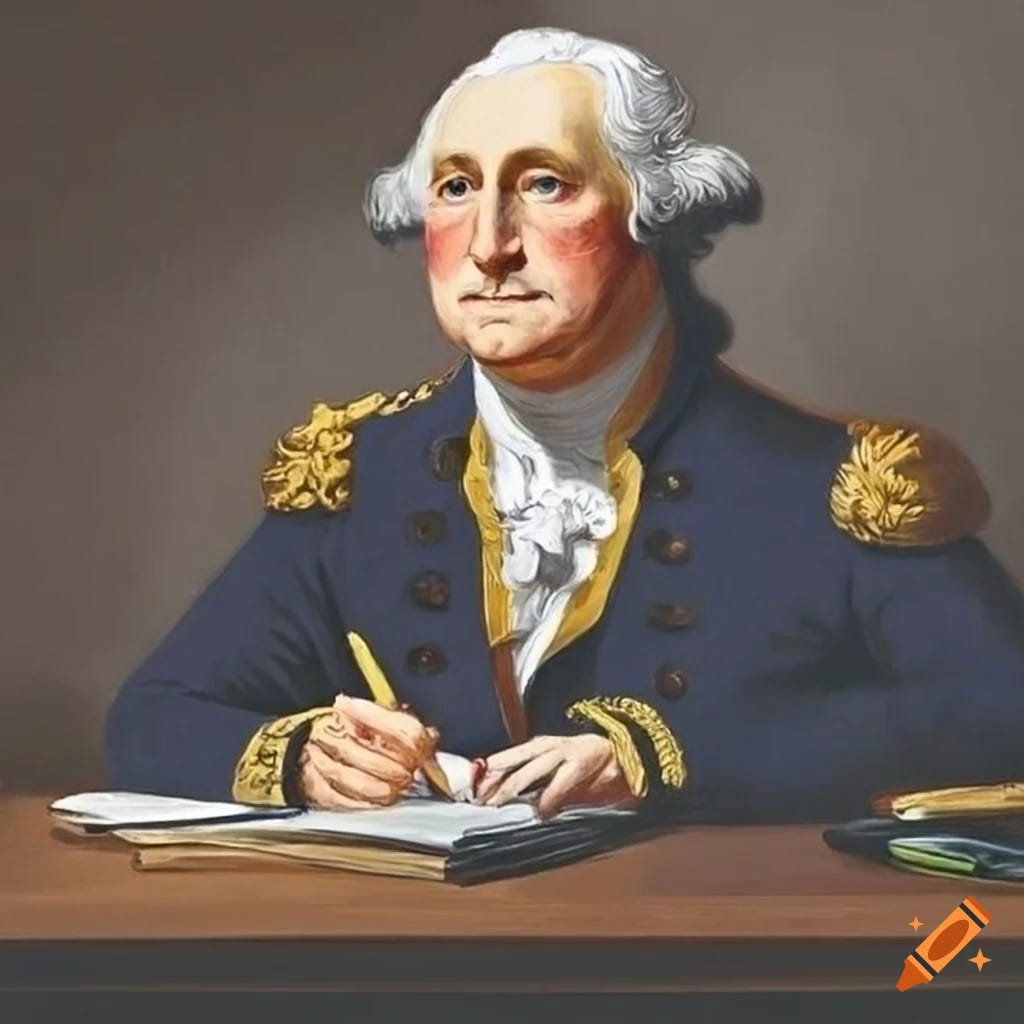 portrait of George Washington writing a letter by candlelight portrait of George Washington writing a letter by candlelight