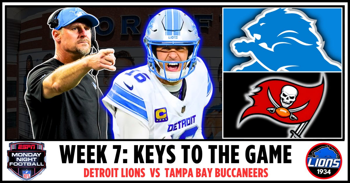 NFL Week 7: Detroit Lions Keys To The Game Vs. Tampa Bay Bucs
