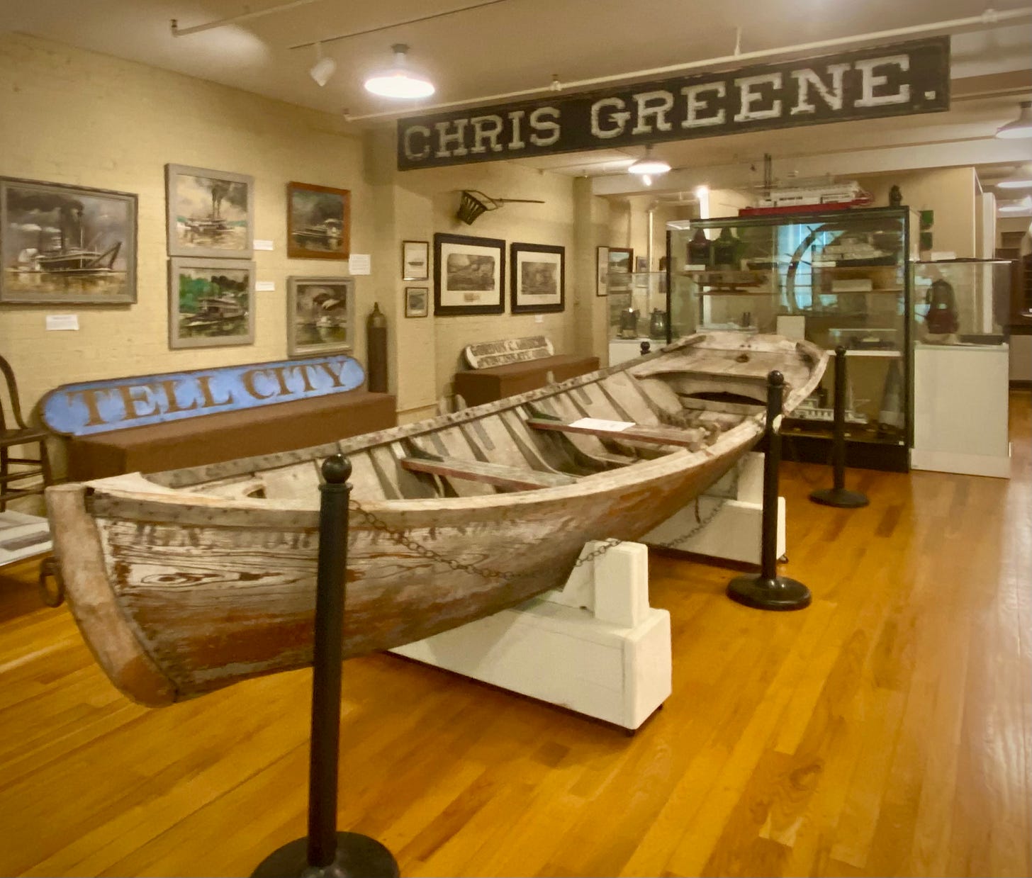 a skiff in a museum hall a skiff in a museum hall
