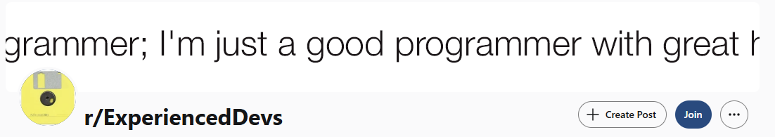 Banner of the r/ExperiencedDevs subreddit on Reddit, a forum for senior software engineers.