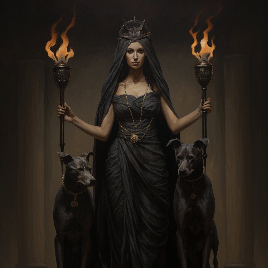 Triple Goddess Hecate With Dogs and Torches PNG Digital Download ... Τριπλή θεά Εκάτη με σκύλους και πυρσούς PNG ψηφιακή λήψη ...