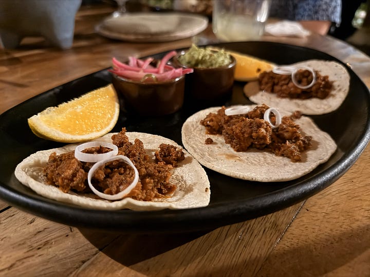 Paititi del Mar entrance, drinks, and food