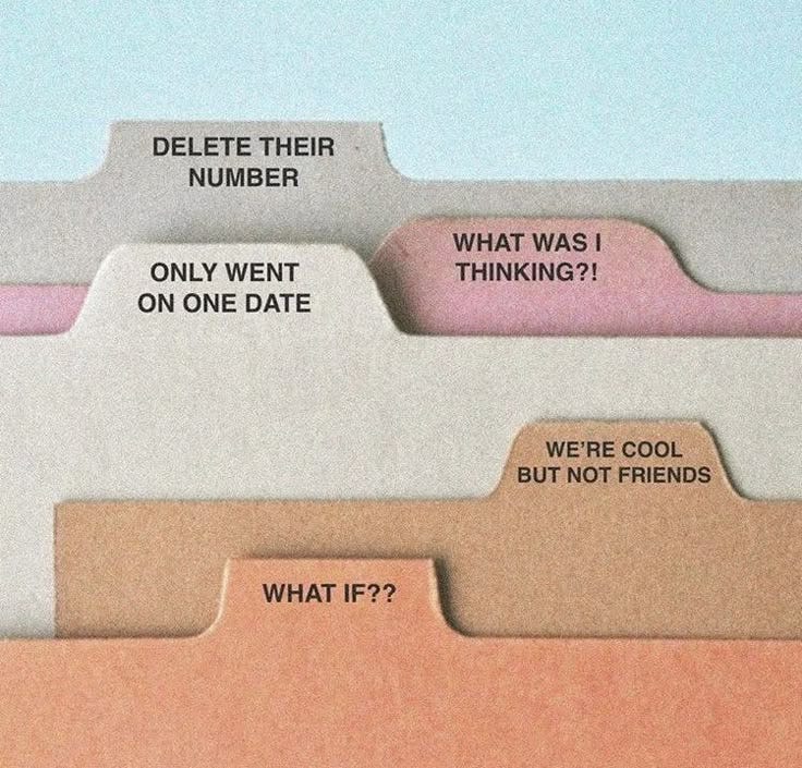 This may contain: three folders with different types of paper attached to them, one has the words delete their number what was i on one date