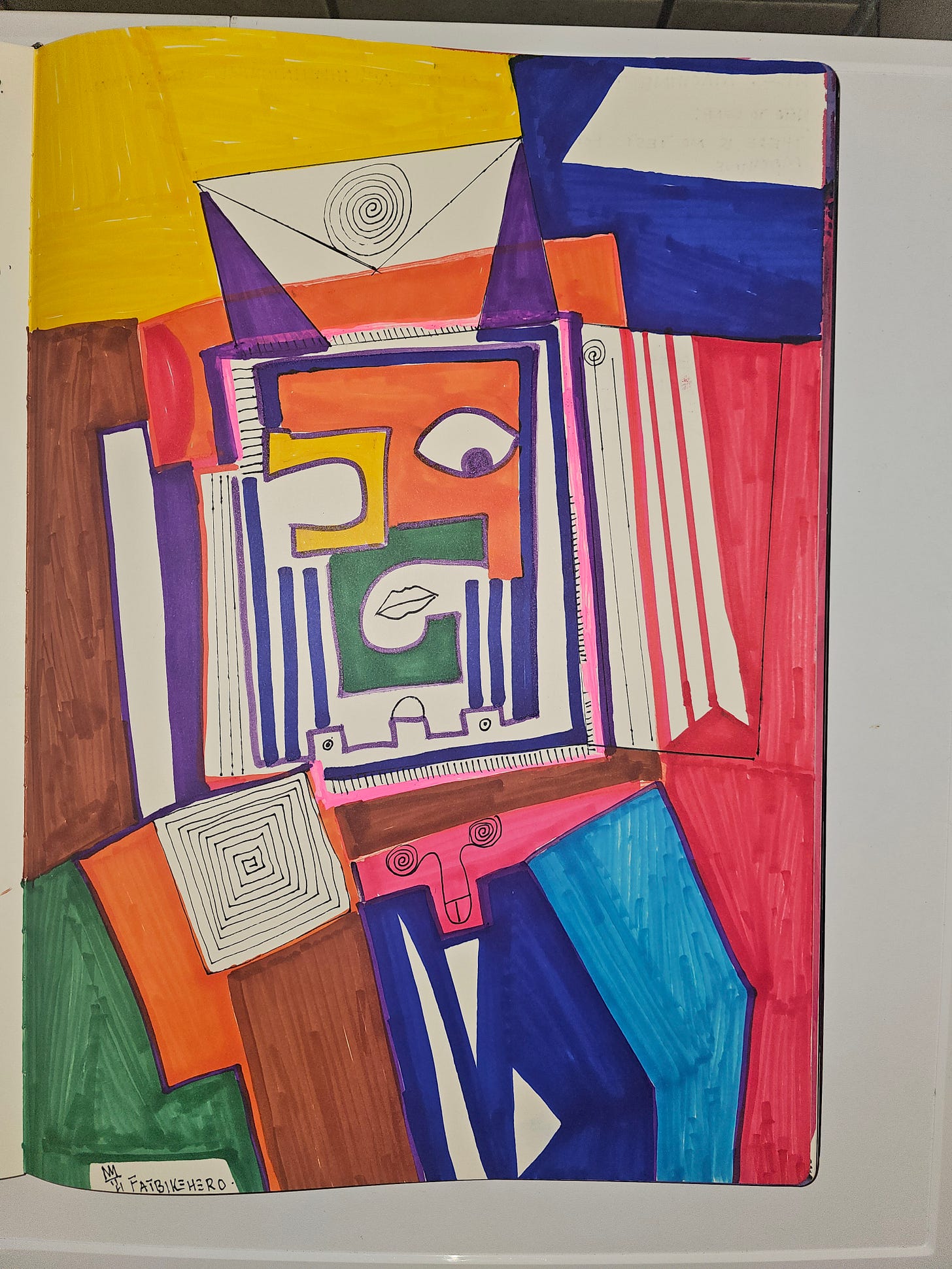 Abstract geometric portrait critiquing artificial intelligence consciousness by FatbikeHero