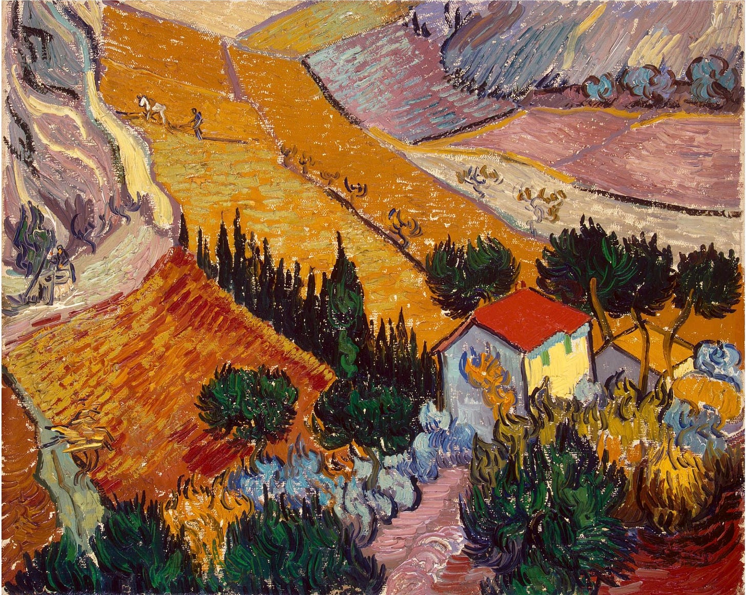 Vincent van Gogh - Valley with Ploughman Seen from Above 1889