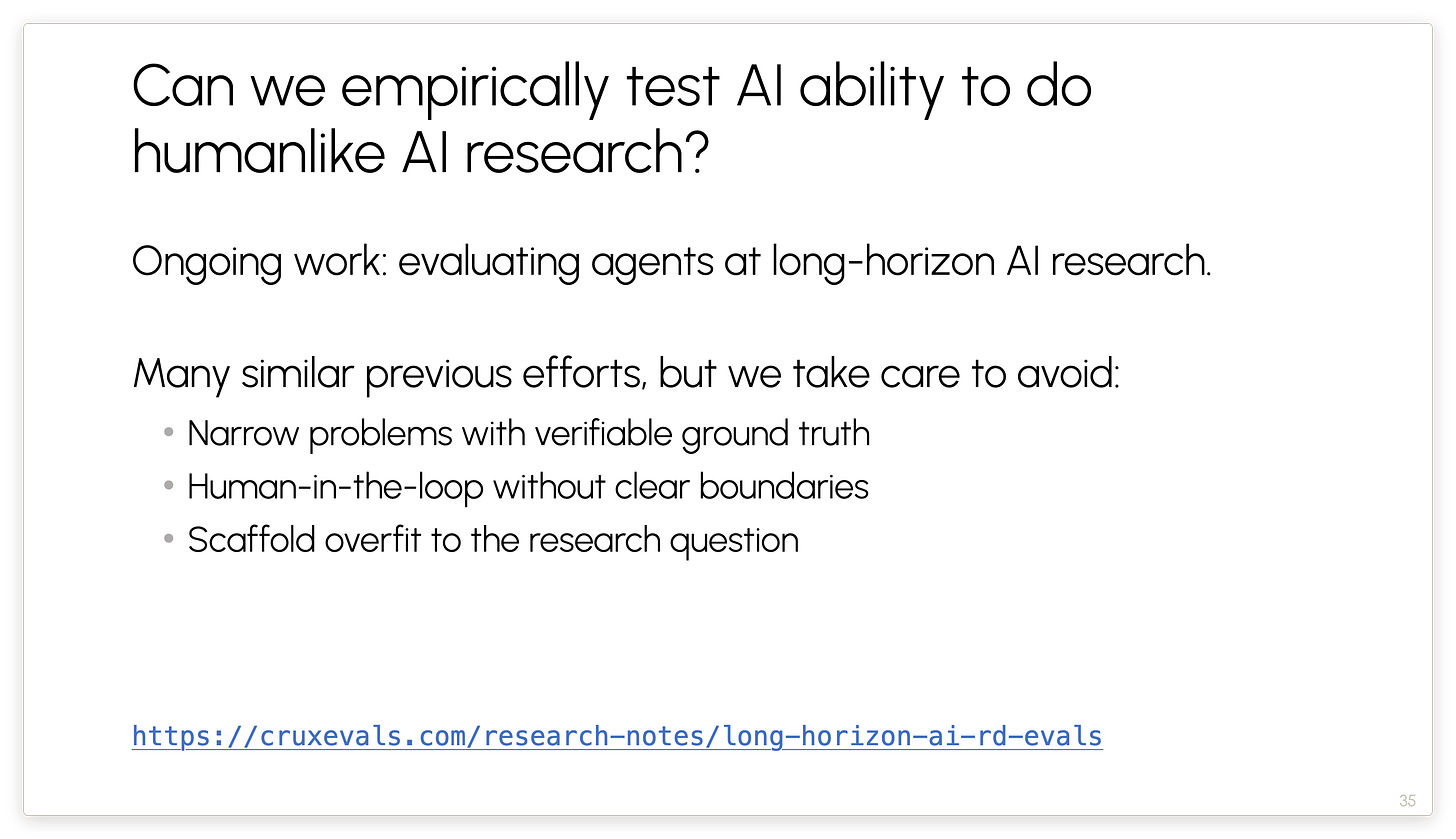 Can we empirically test AI ability to do humanlike AI research? Can we empirically test AI ability to do humanlike AI research?
