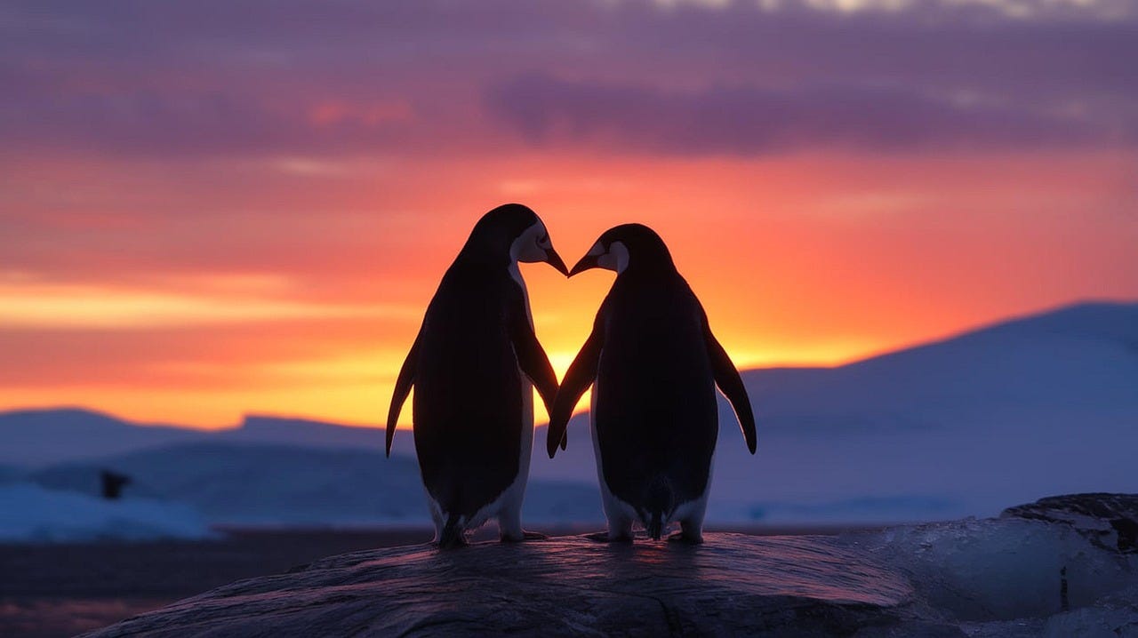 Download Penguins, Love, Sunset. Royalty-Free Stock Illustration Image -  Pixabay